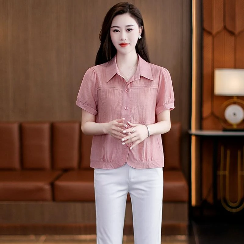 短袖衬衫女2025夏季新款时尚减龄小个子短款上衣女士时髦漂亮小衫