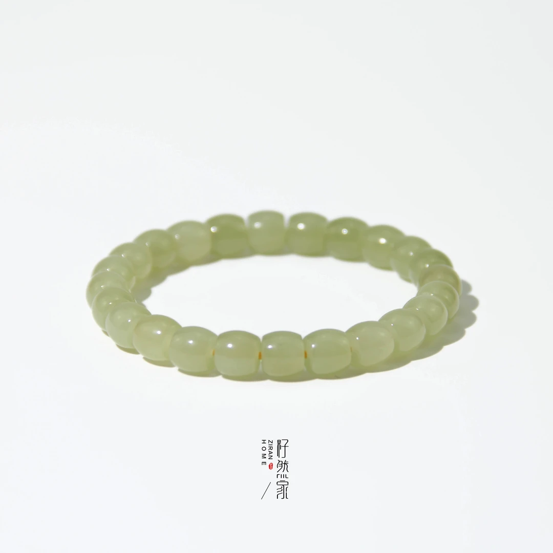 天然新疆和田玉若羌黄口直切手串8mm（多样性发其一）