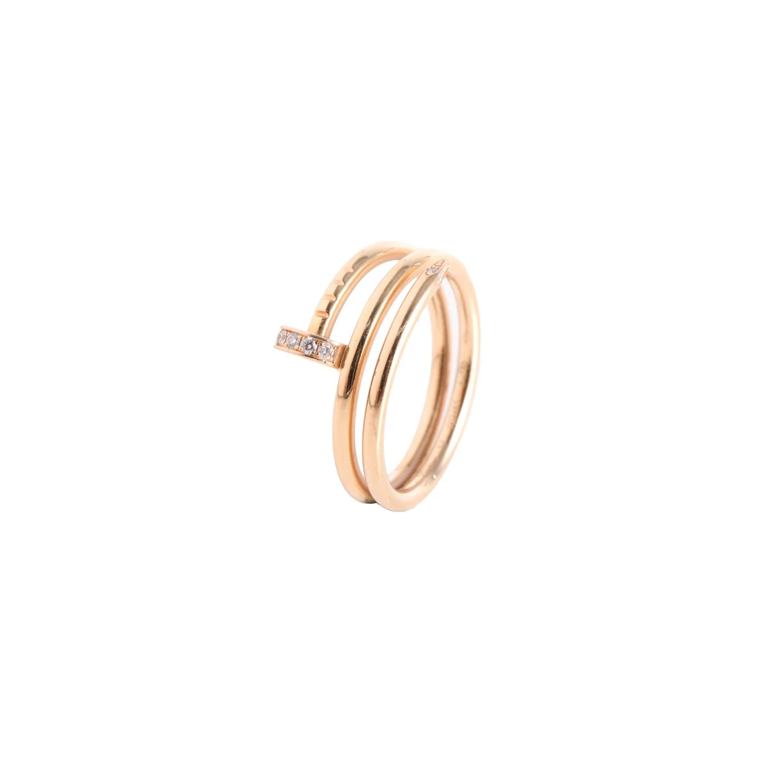 99新 Cartier/卡地亚 【66特价】三圈镶钻 钉子戒指 52 玫瑰金