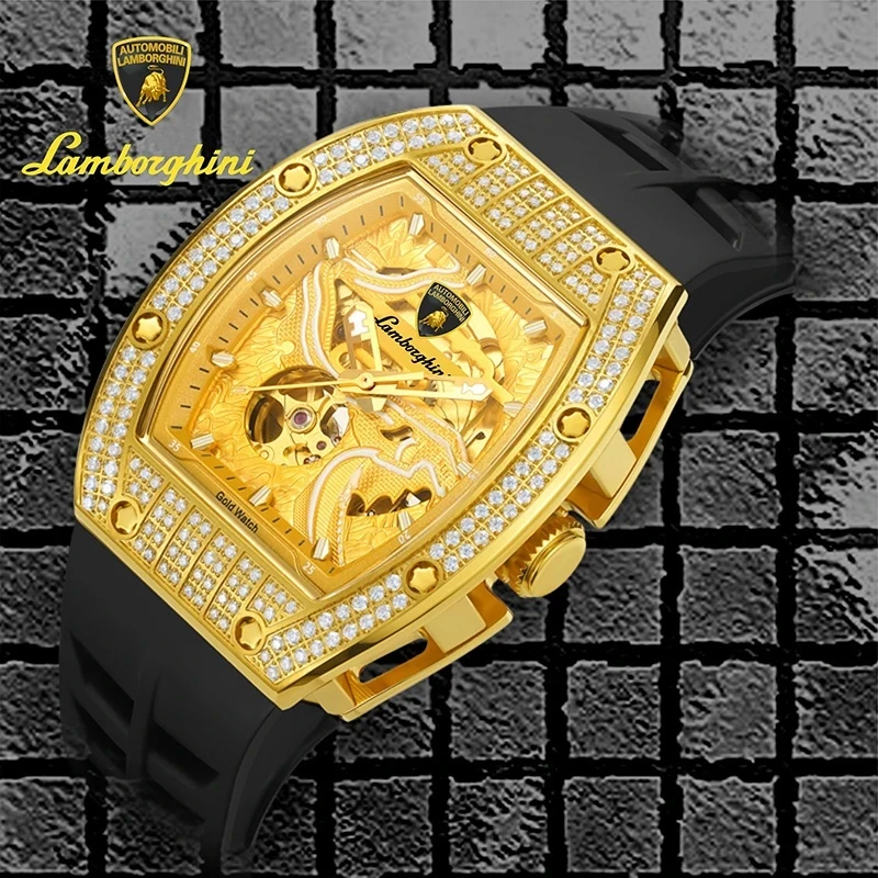 兰博基尼足金999 酒桶万里长城 男士黄金机械腕表