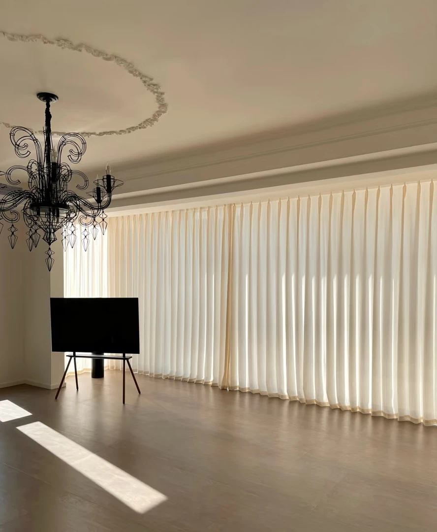 2025年自创半布半纱透光不透人遮阳防晒窗纱窗帘阳台扶风纱窗帘