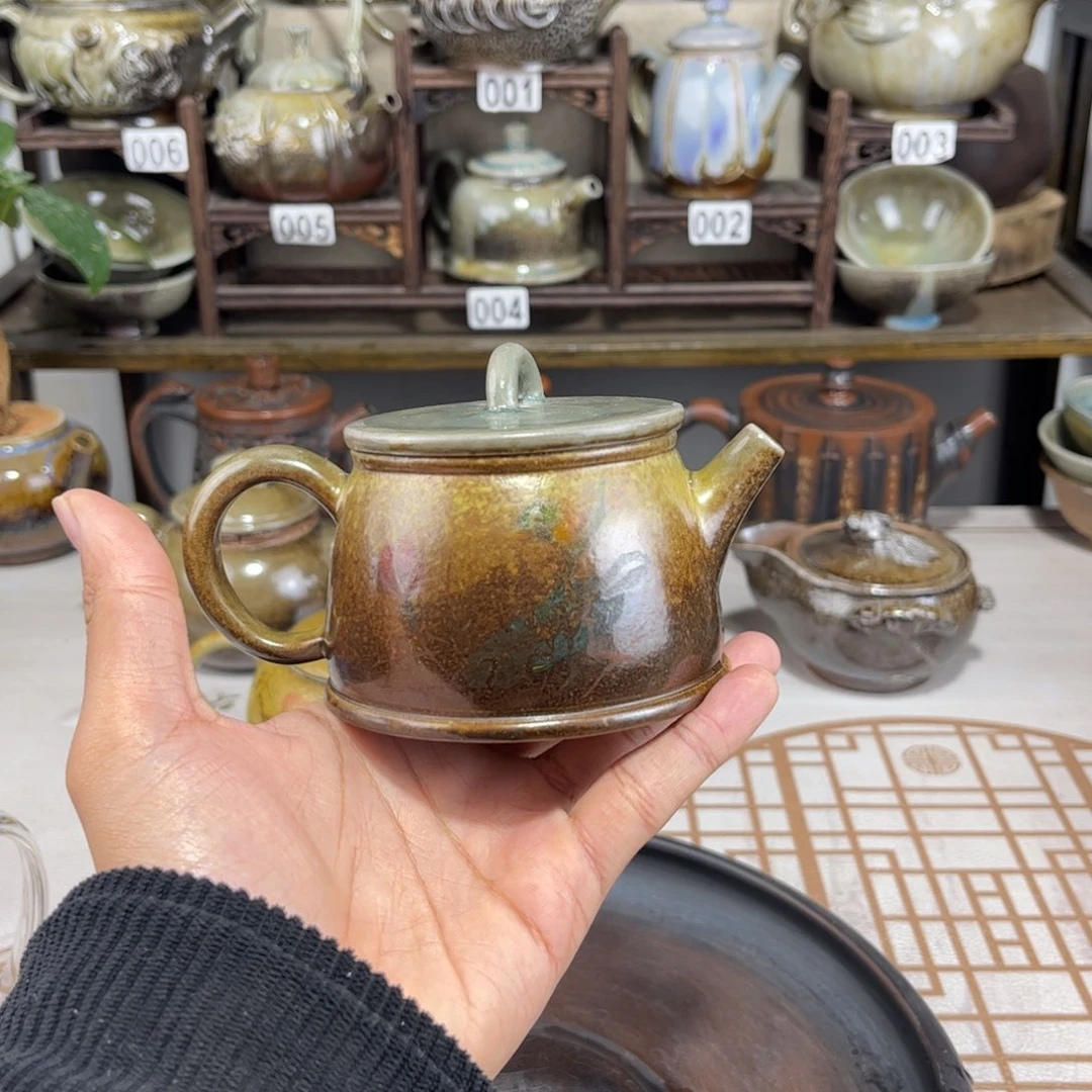 180cc白泥彩填柴烧汉瓦，精品柴烧新品壶