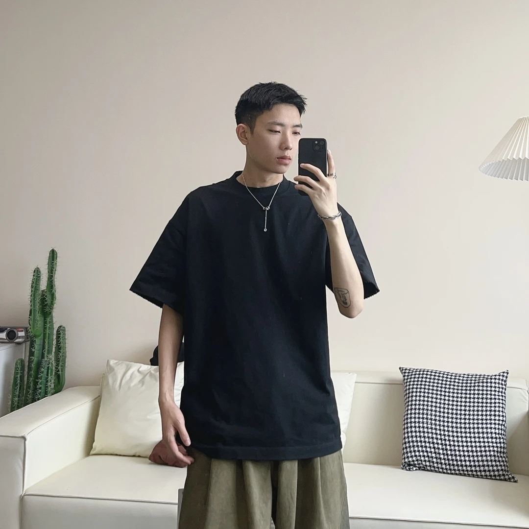 重磅圆领T桖男百搭休闲个性短袖