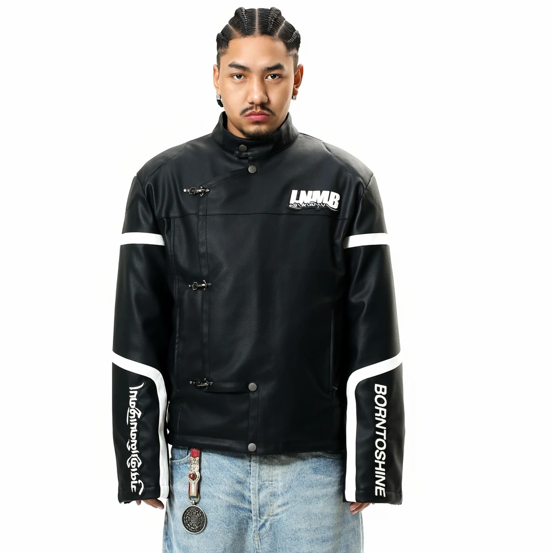 Lanameba藏式元素机车皮衣棉服 休闲骑行立领冬季潮流保暖时尚