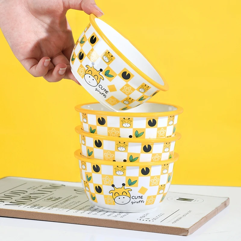 憨豆长颈鹿4.7英寸碗4只装碗家用颜值陶瓷年轻人