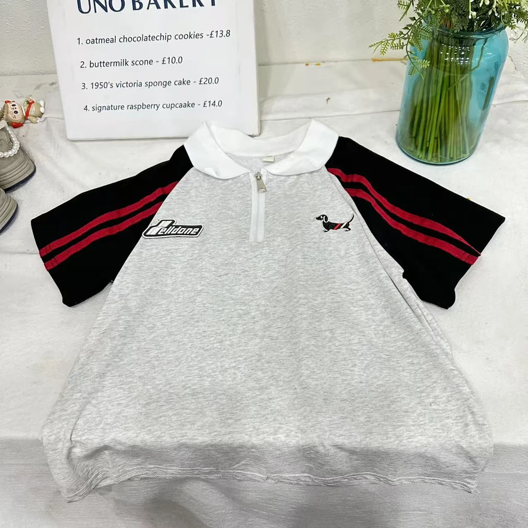 TX-1804 灰色 polo 夏季印花短袖韩版ol短袖T恤时尚圆领半袖宽松