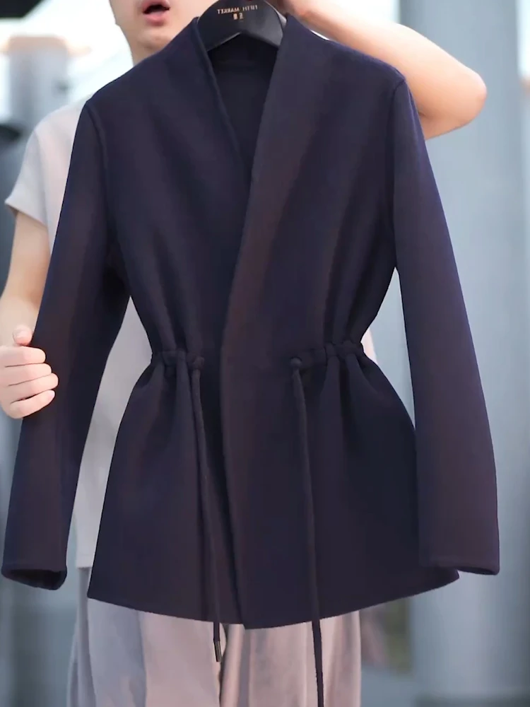 高级感毛呢外套女2025欧货爆款秋冬季新款收腰双面呢大衣