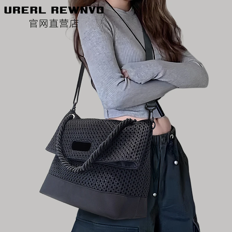 URERL REWNVO网布托特包女2025新款潮通勤大容量斜挎包运动大挎包