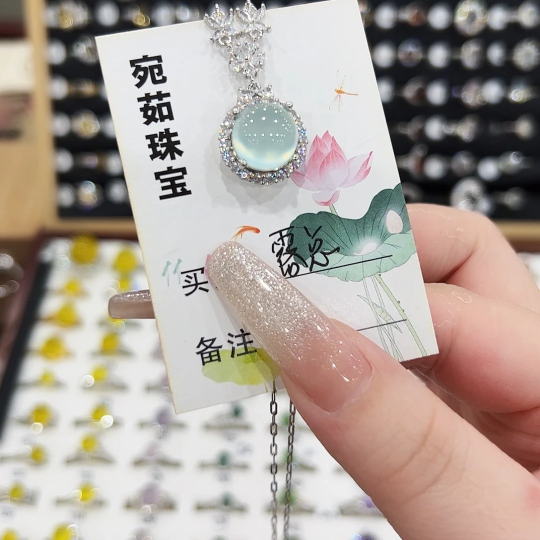 超***版蛇纹石玉银S925镶嵌颈饰项链