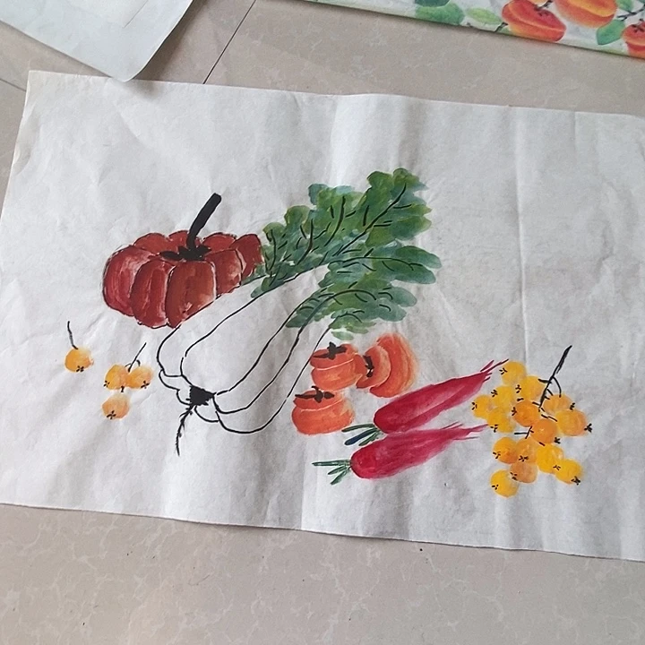 国画四尺三开无落款无章