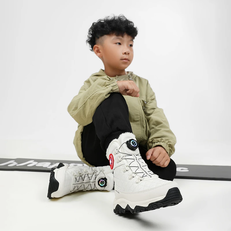 CAAPE GOOSE13959雪地靴中大童冬季新款旋钮扣加绒时尚保暖棉鞋