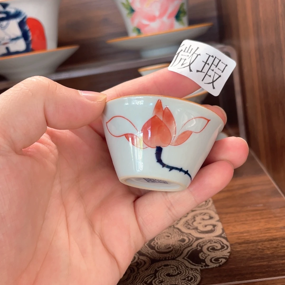 釉下手绘茶具微瑕