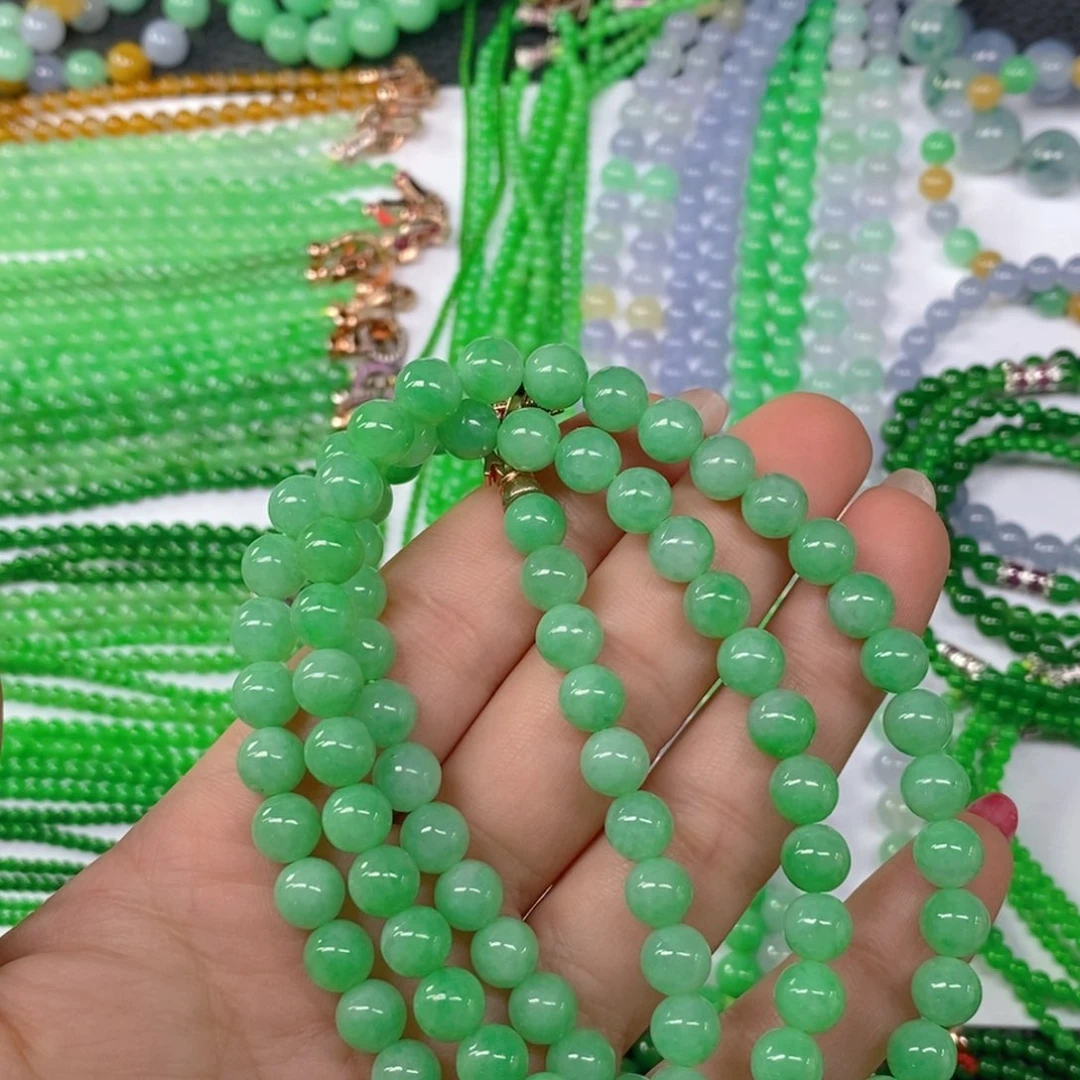 颈饰未镶嵌翡翠缅甸天然翡翠阳绿项链7.7