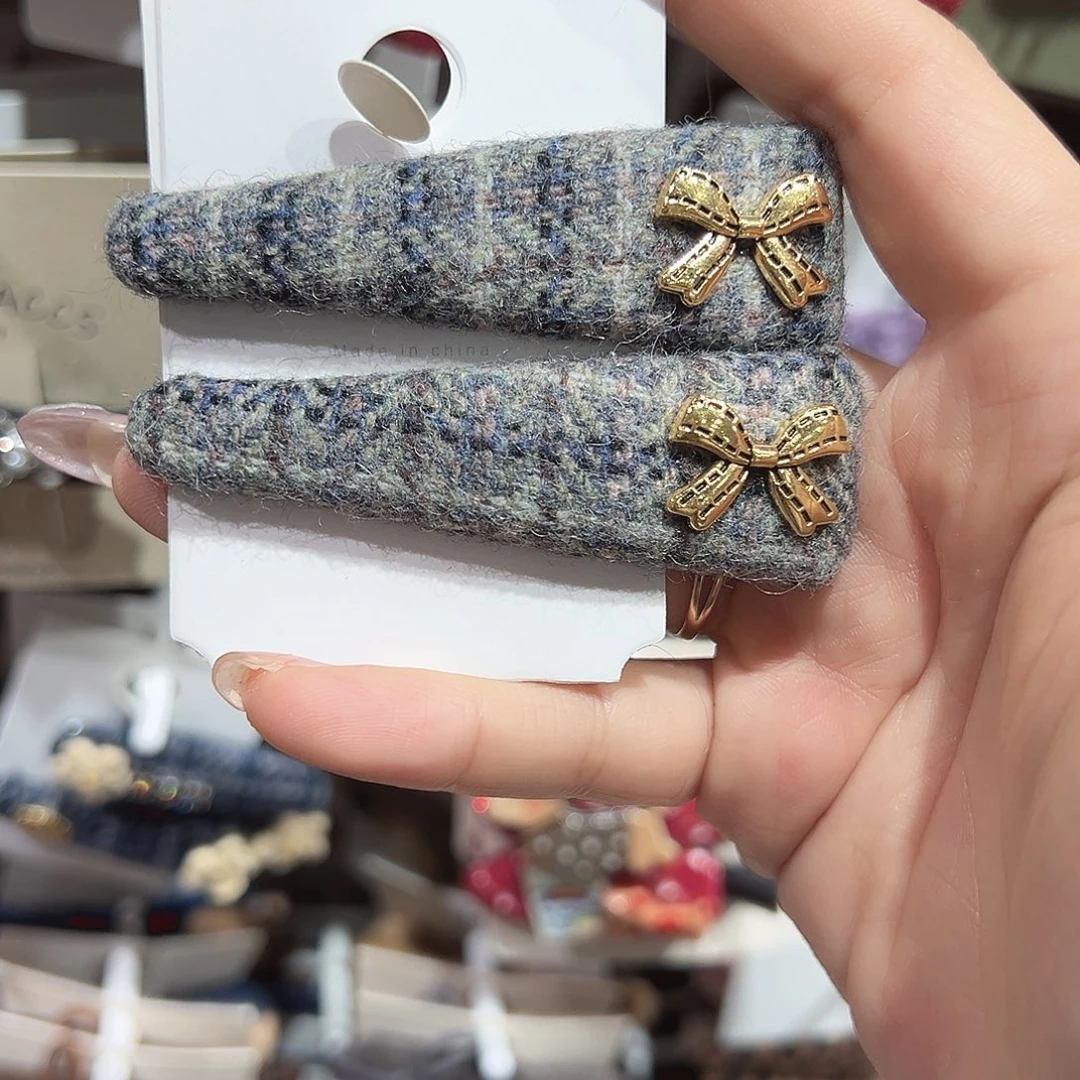 羽毛不锈钢金色蝴蝶结灰色掰掰夹