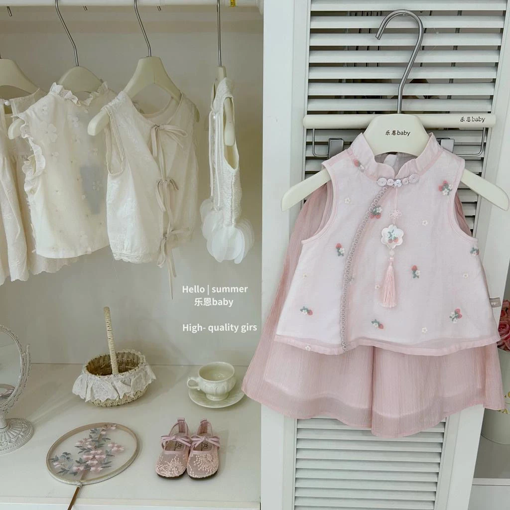 夏季女童爆款套装2025宝宝新款国风半裙夏装儿童洋气中式两件套潮