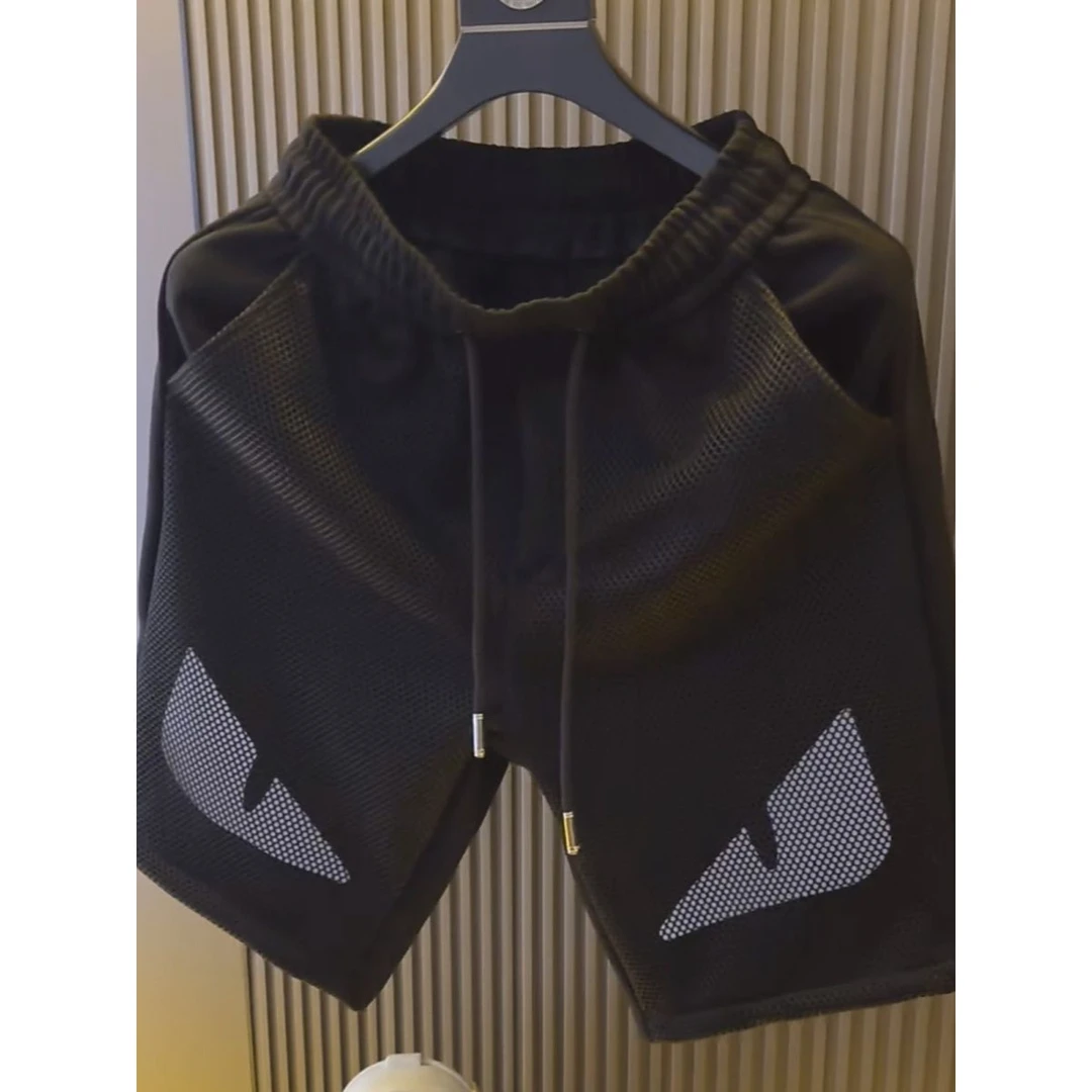 菊花夏季薄款宽松速干百搭潮流时尚外穿运动裤短裤，新款韩版青年