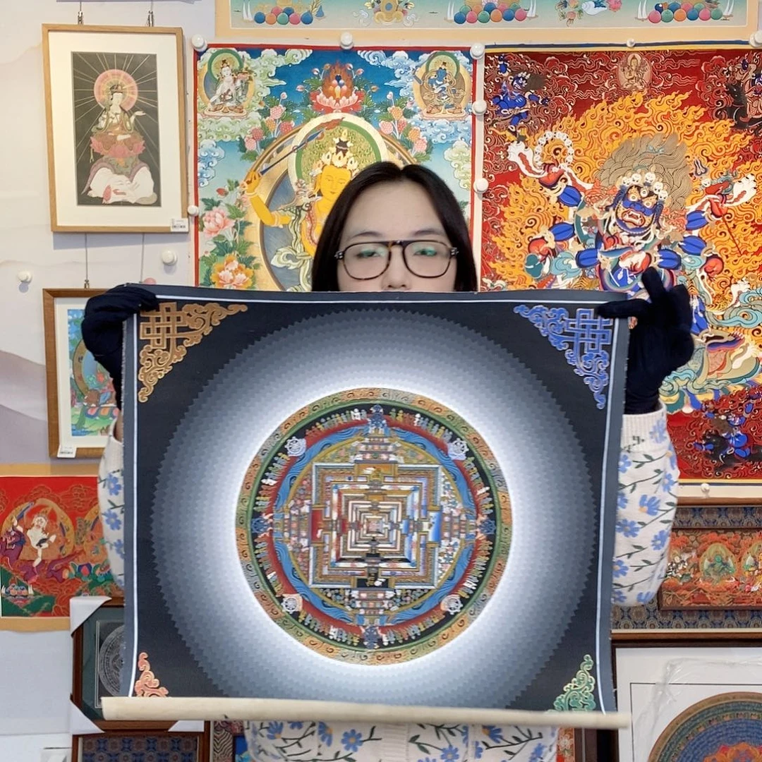 装裱画纯手绘唐卡50厘米左右坛城