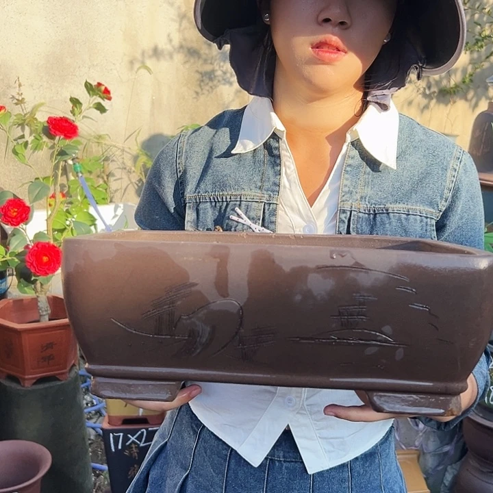 34紫泥圆角马槽花盆