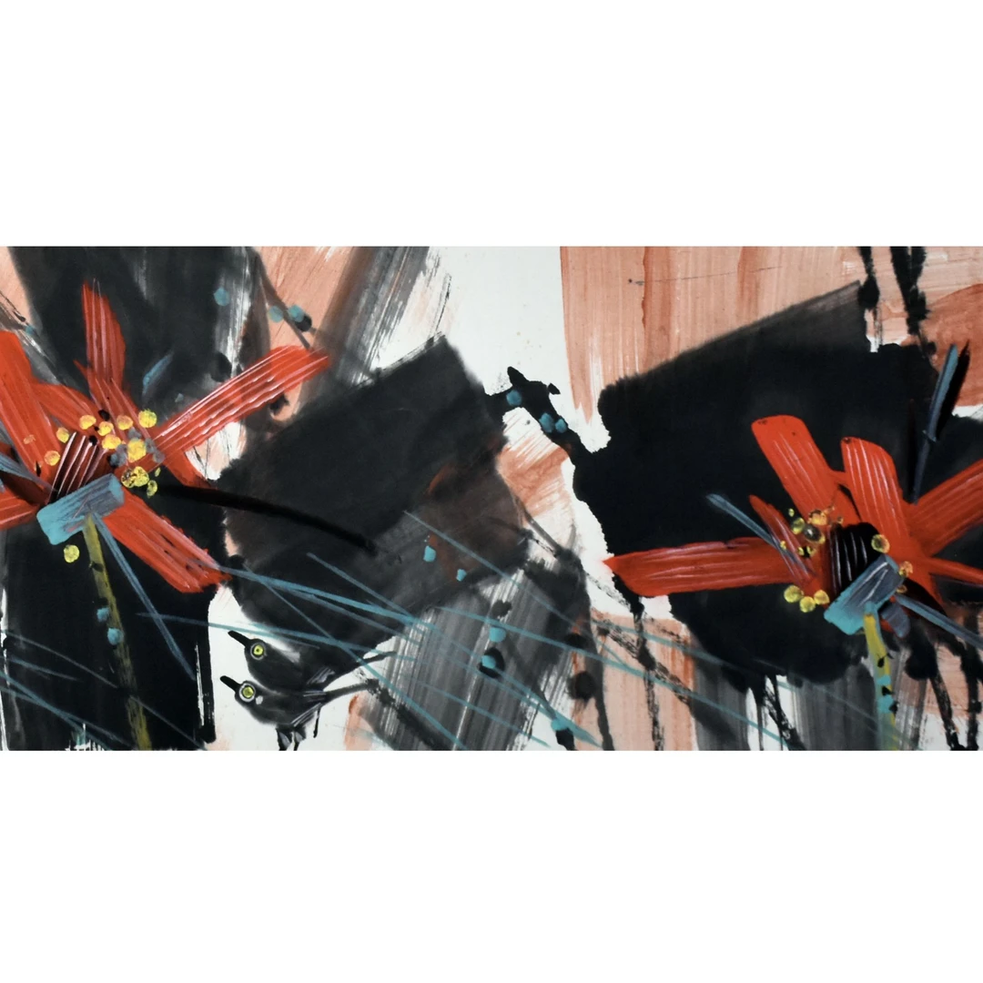 HM9337 雨荷图 48×181 纸本镜片 7.8平尺