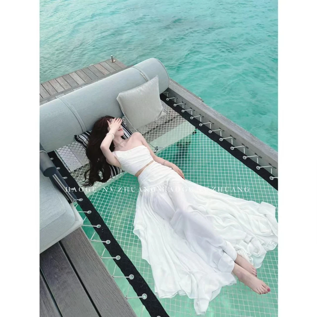 浩哥严选●纯欲小妲己C5LYQ0185A连衣裙预白色长款设计感时尚夏季