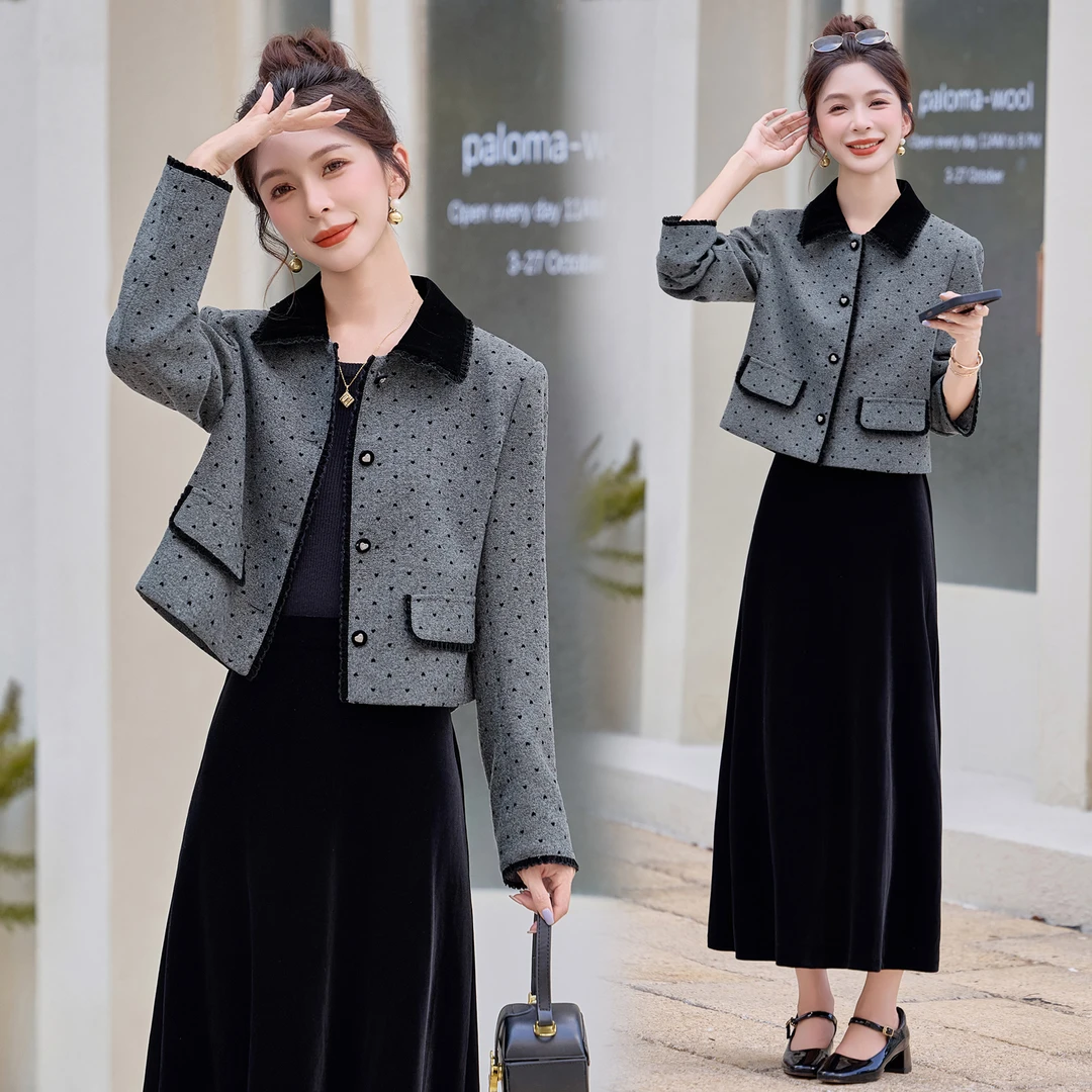 法式小香风名媛气质套装裙女2025年春秋新款时尚减龄半身裙两件套