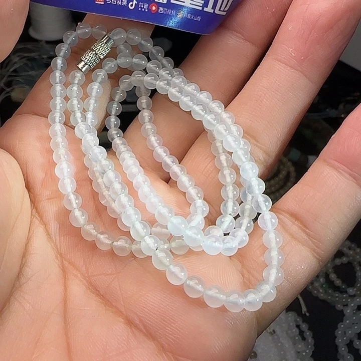 定制翡翠未镶嵌高冰白冰白月光项链卡4.3
