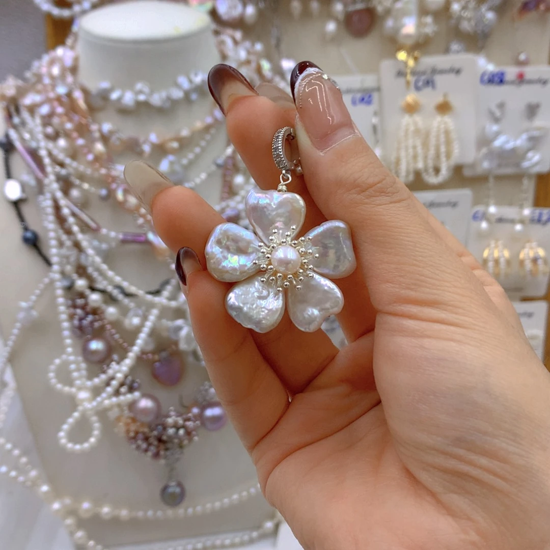 淡水珍珠耳饰银S925镶嵌