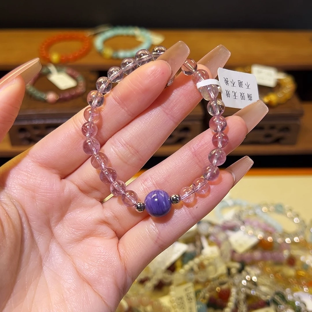 水晶手链银S925镶嵌紫水晶1356