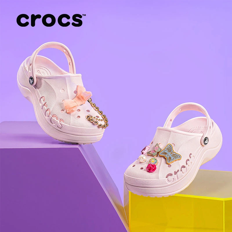 CROCS/卡骆驰【贝雅云彩-3颗鞋花套组】女鞋增高洞洞鞋|208186