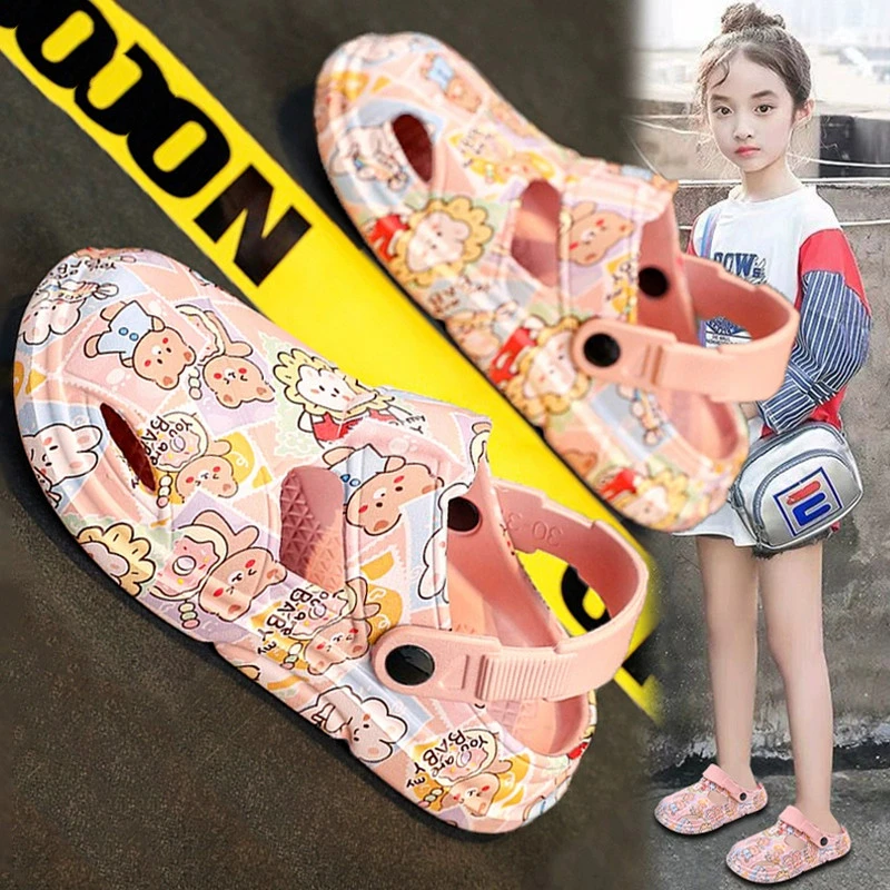 儿童拖鞋女童鞋子洞洞鞋2025夏季新款女孩中大童包头软底沙滩凉拖