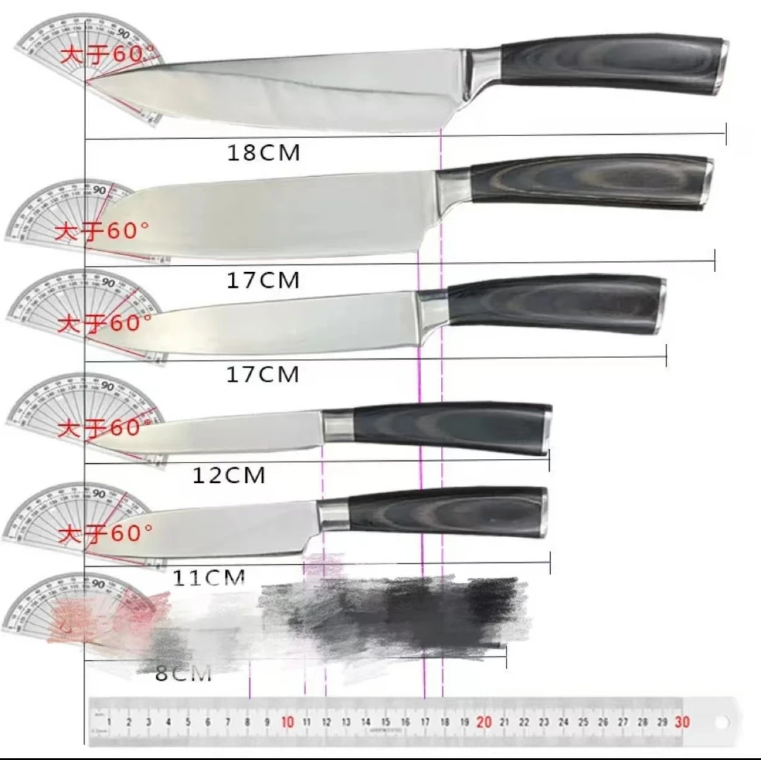 151MM（含）-220MM（不含）切片菜刀削皮刀刀具黑色日式