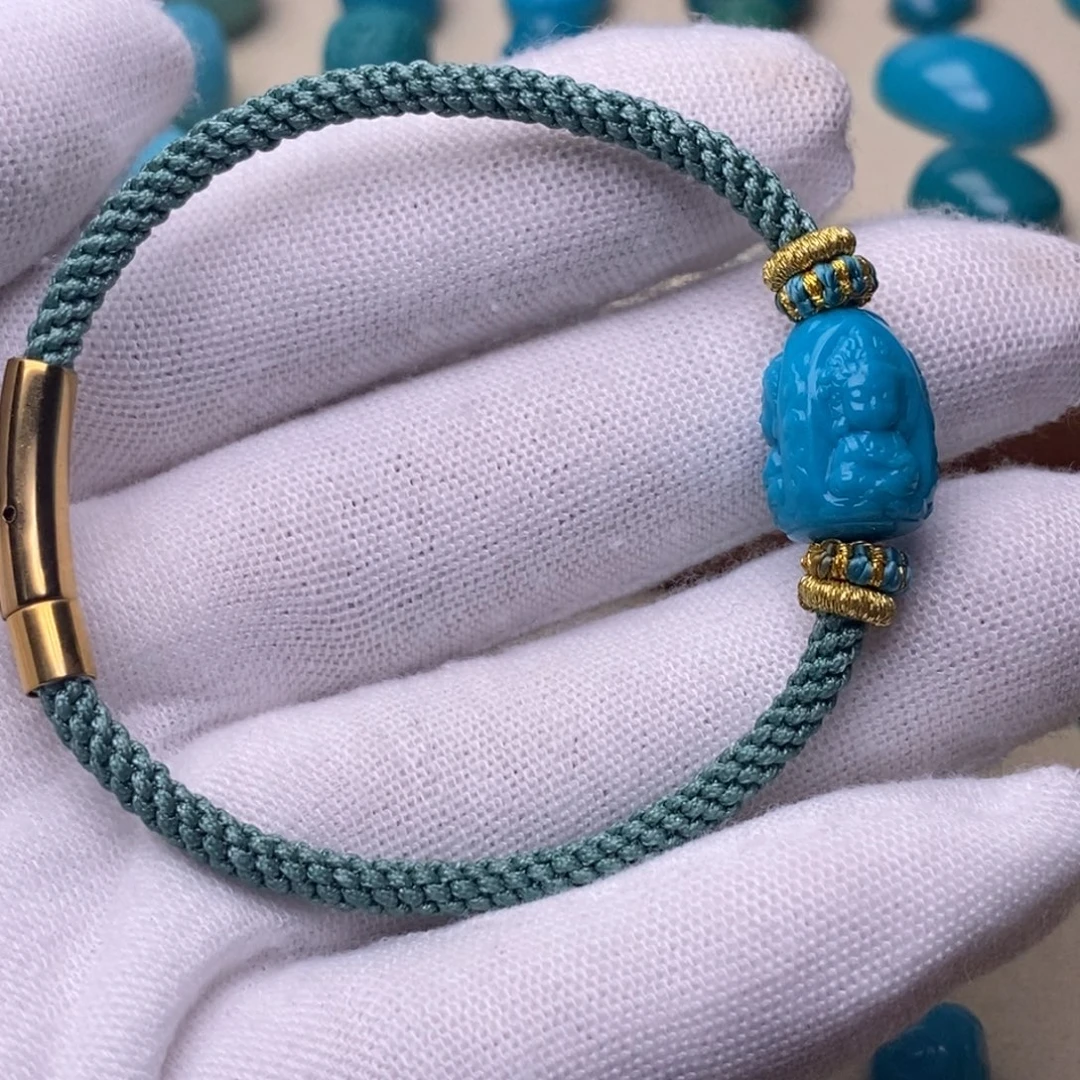 T***•绿松石未镶嵌绿松石三面宝宝佛手链