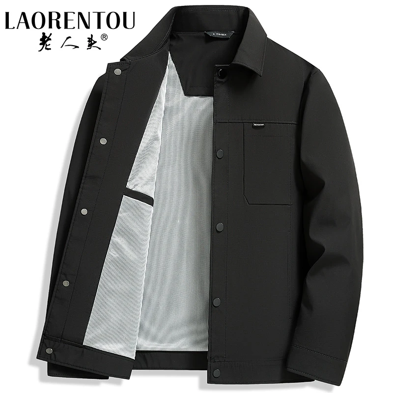 老人头商务休闲翻领夹克男士2025春季新款时尚百搭上衣工装外套男
