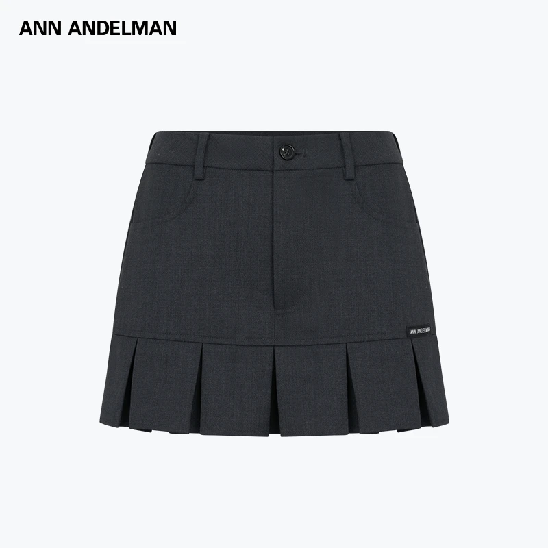 ANN ANDELMAN 25秋冬 时尚设计经典百搭深色低腰百褶半裙