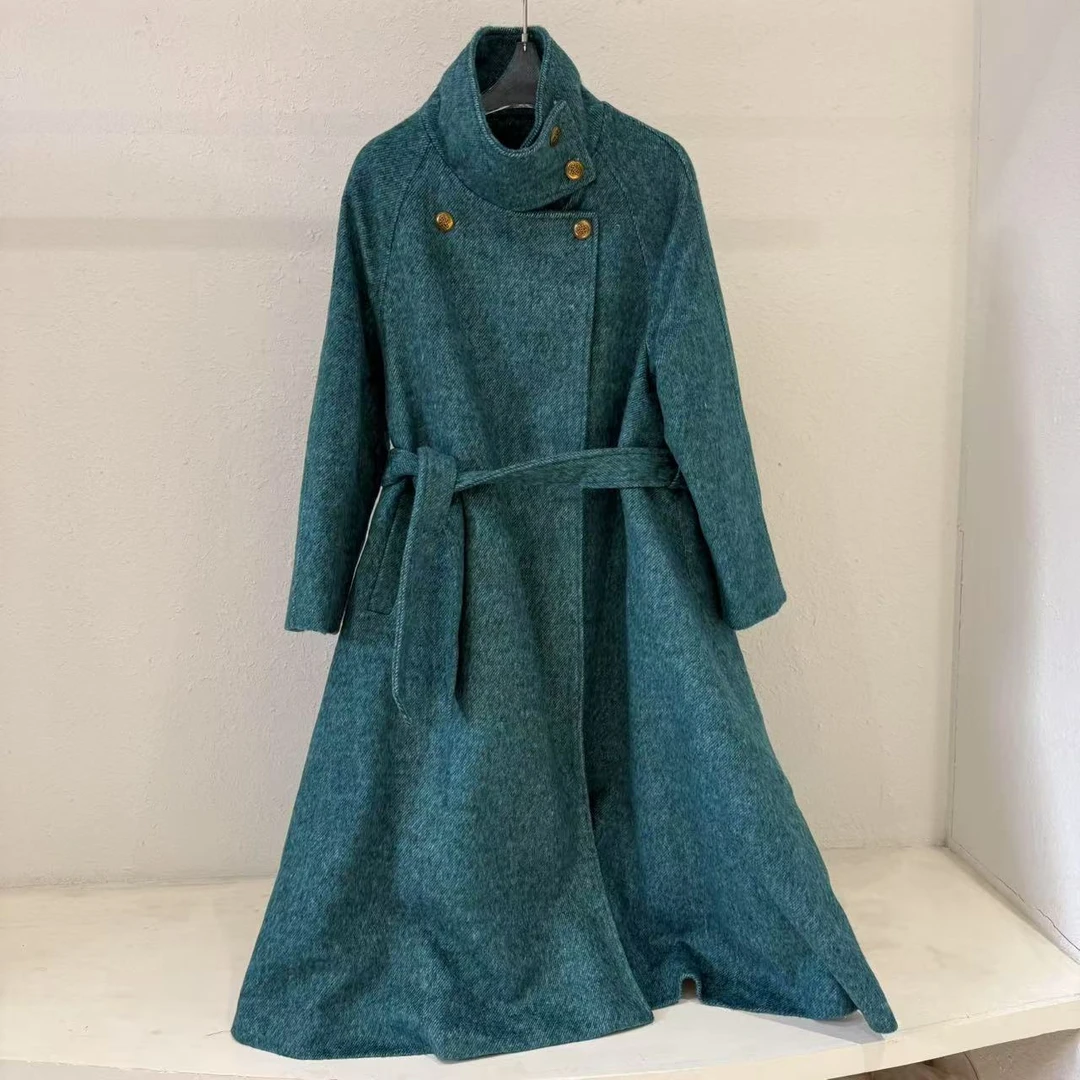 【爆爆专享】秋冬羊毛大衣羽绒内胆加厚版冬季新款高定长款