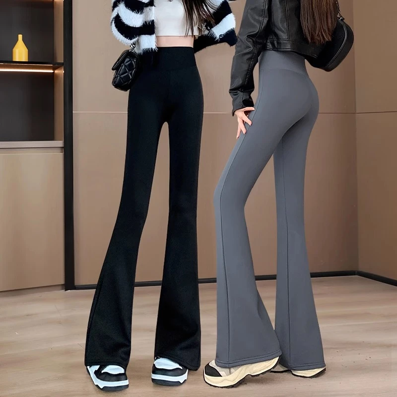 微喇鲨鱼裤女外穿秋冬2025新款小个子高腰弹力显瘦阔腿瑜伽喇叭裤