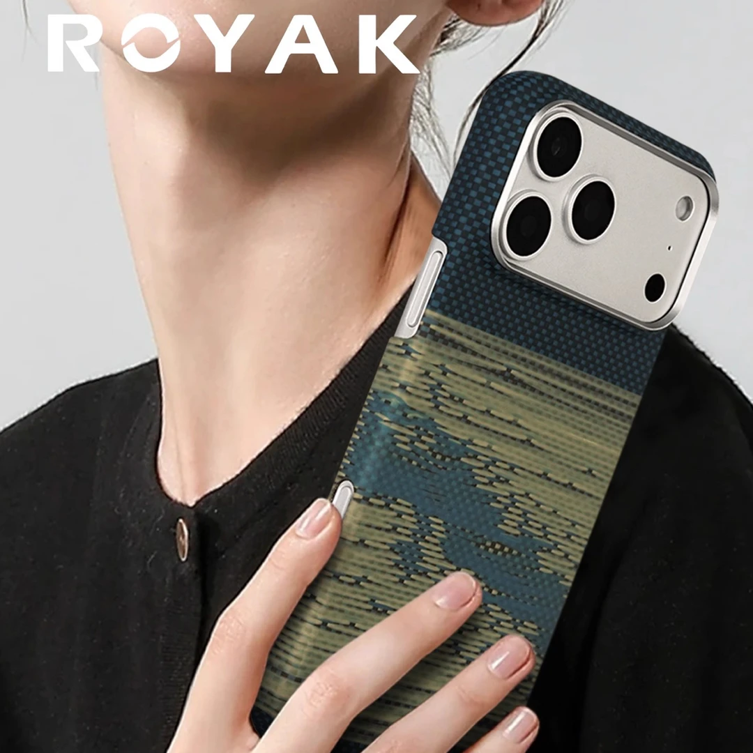 ROYAK时光织锦适用iPhone15-17PM凯夫拉芳纶纤维手机壳磁吸薄壳