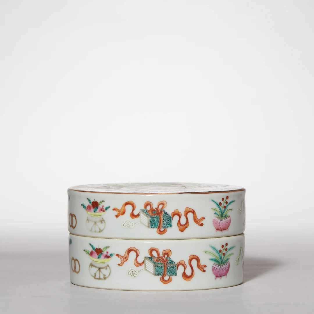 16、清乾隆 粉彩婴戏五子登科盖盒【祥德89拍卖】