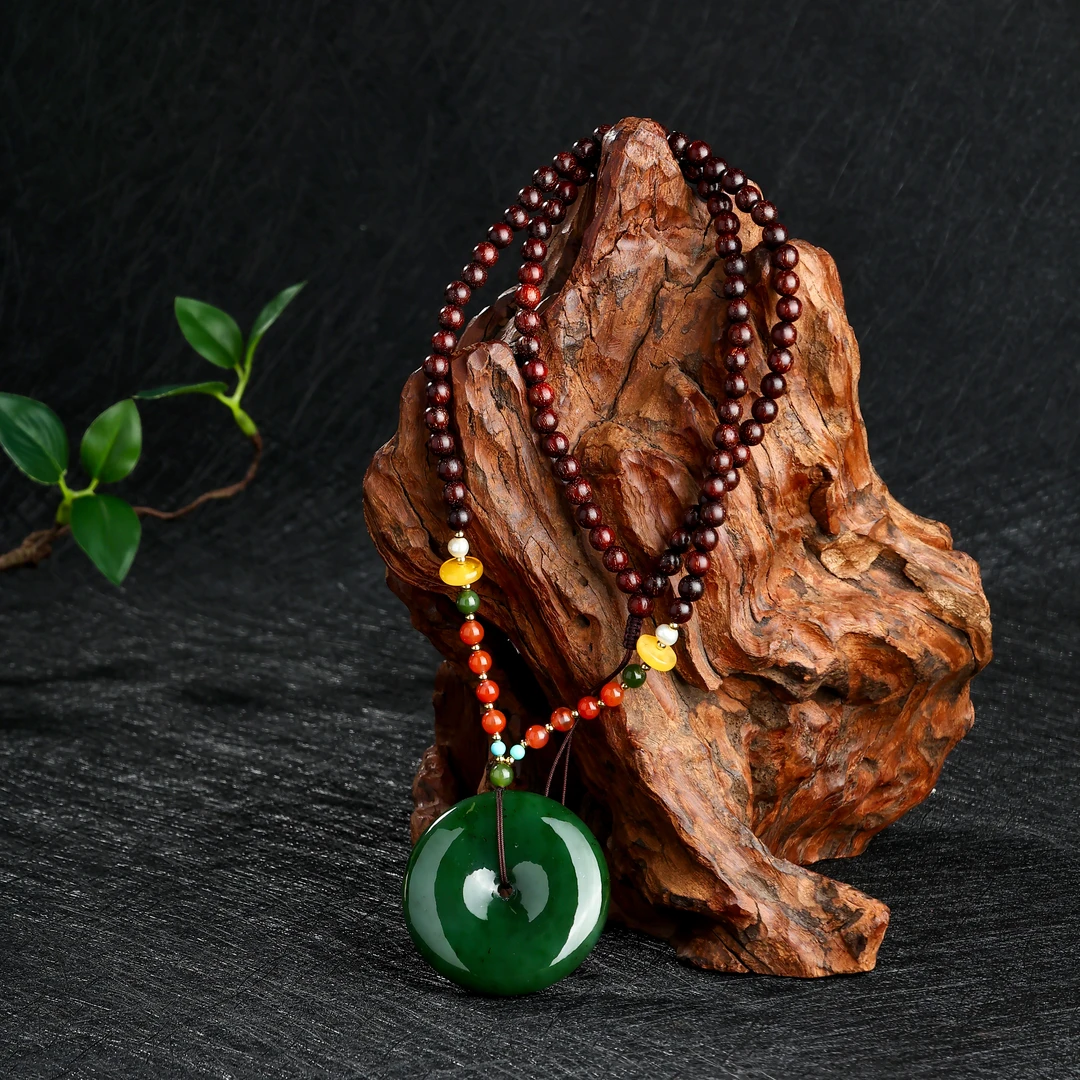 新品 碧玉平安扣吊坠颈饰项链碧玉圆形圆扣时尚百搭气质