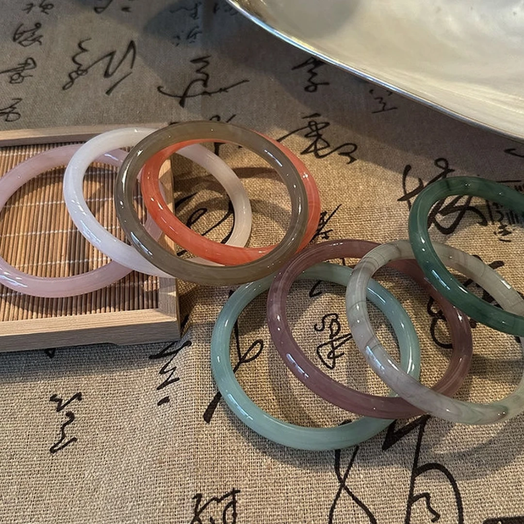 非金属玻璃手镯  【8mm美人镯对对碰】非金属玻璃 新中式琉璃手镯