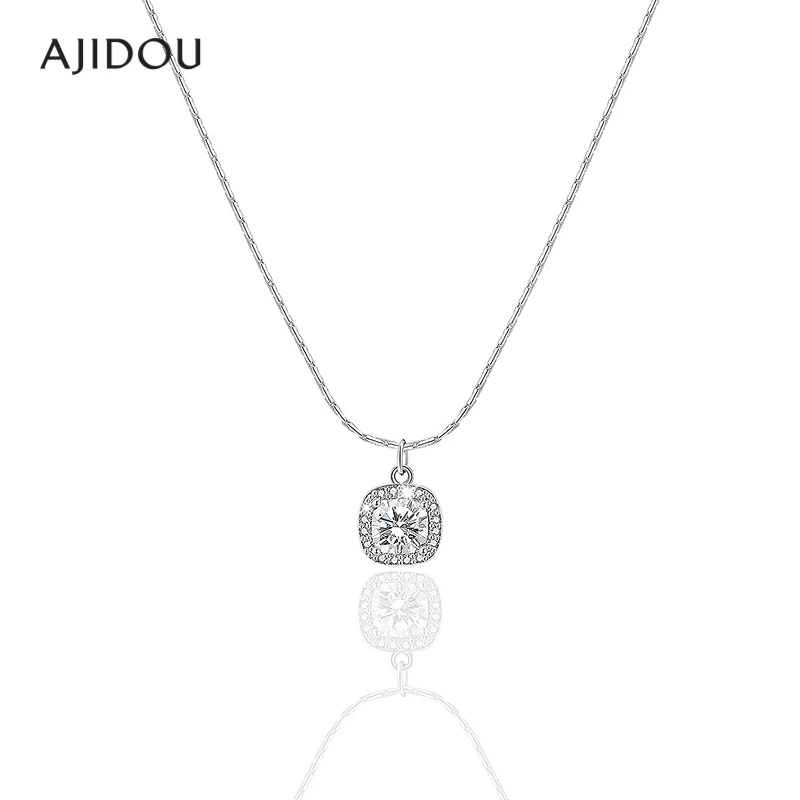 铜合金合成锆石吊坠 AJIDOU阿吉豆经典小方糖锆石项链锁骨链【CB】