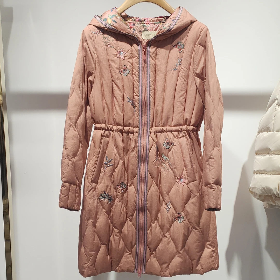 保暖中长款常规袖冬季女款休闲羽绒服