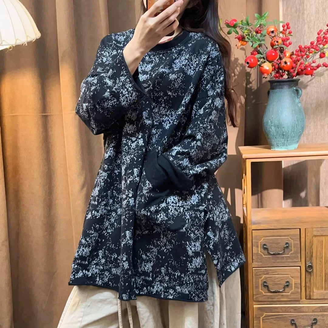 复古做旧大版毛圈雪花宽松大版卫衣（衣长78胸围140）