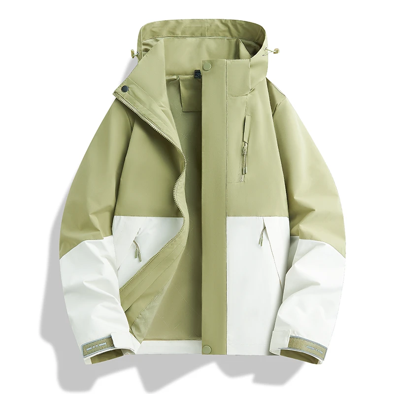 【KXL】凯西朗新薄款冲锋衣男女同款春秋防风防水户外运动连帽拼色