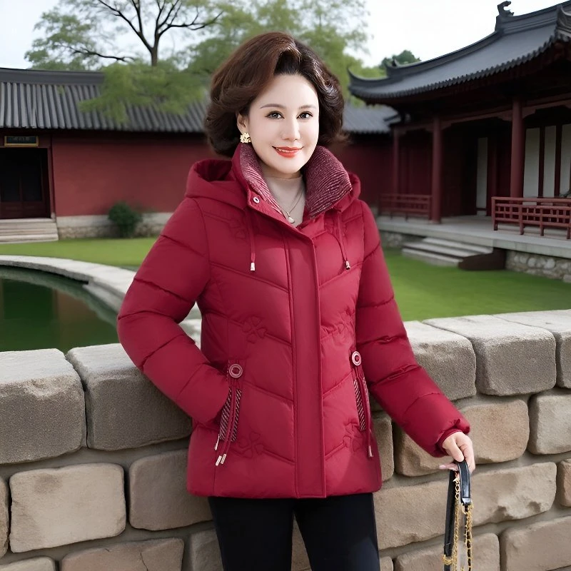 短款冬装中老年加厚棉袄中老年女装保暖棉服妈妈装短款200斤大码