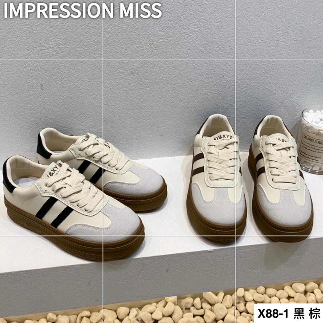 （X88-1）时尚百搭德训鞋板鞋休闲鞋 跟高4公分