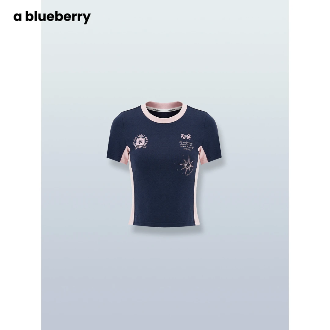 ablueberry【Let's dance】修身拼色短T恤短袖上衣BH121103