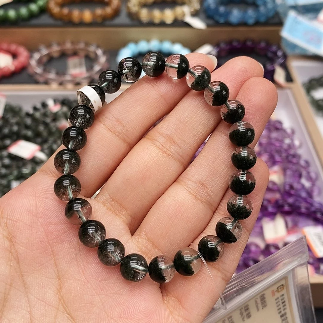 未镶嵌手链水晶绿幽灵聚宝盆半盆8m G598