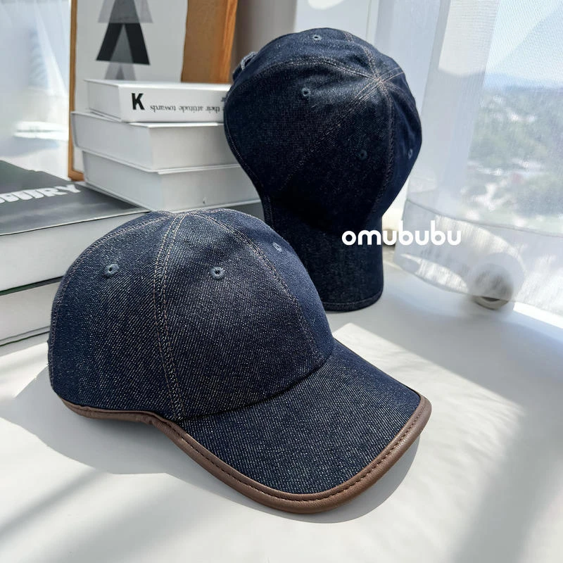 外贸甄选高品质重工深蓝牛仔鸭舌帽男女日系复古牛仔棒球帽子潮牌