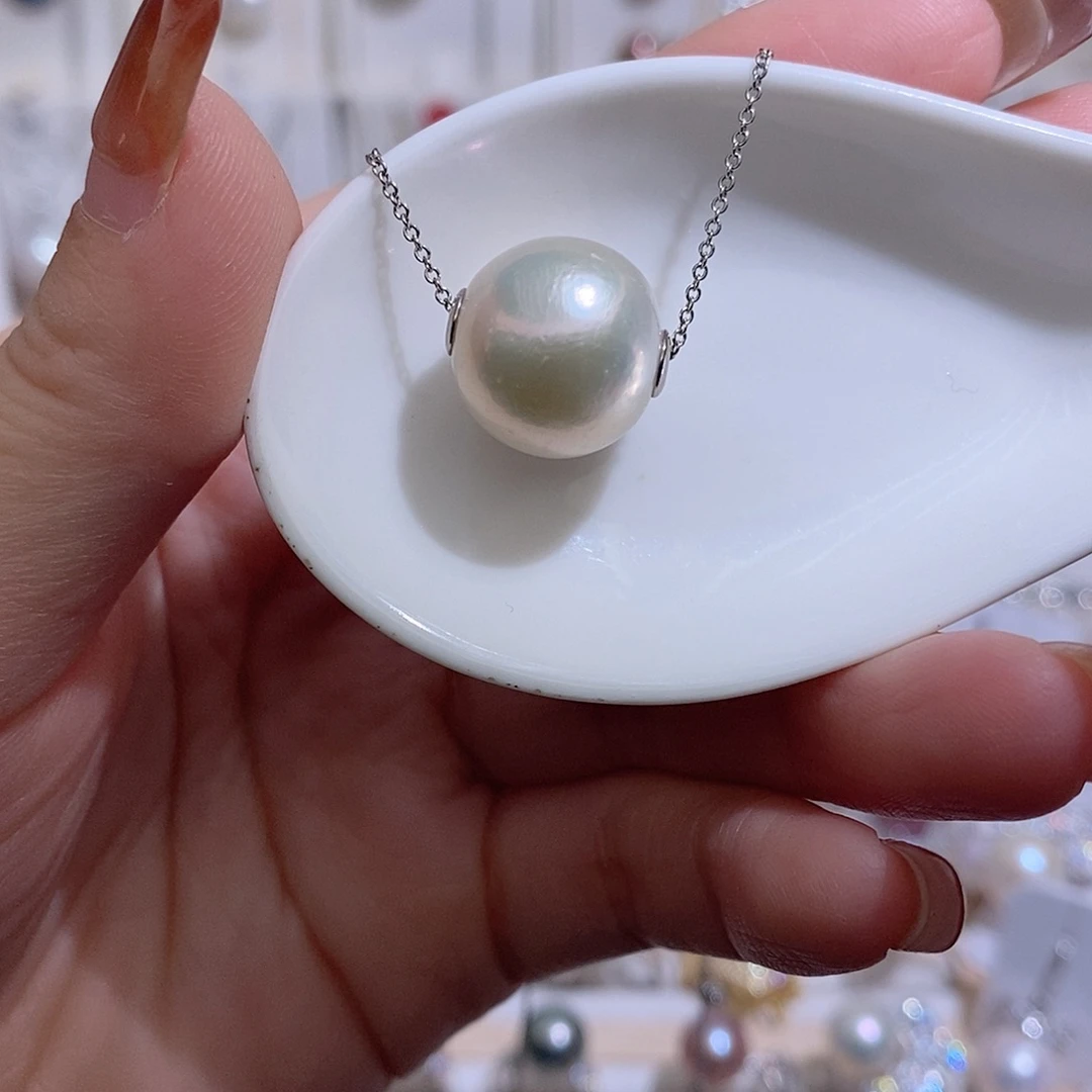 吊坠(赠链)银S925镶嵌淡水珍珠w14.7有瑕疵